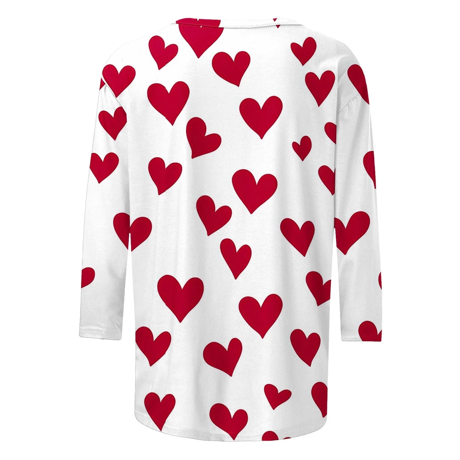 Valentine'S Day Tops Romance 3/4 Sleeve Shirts Casual Crew Neck Heart Print Gift for Wife Tops